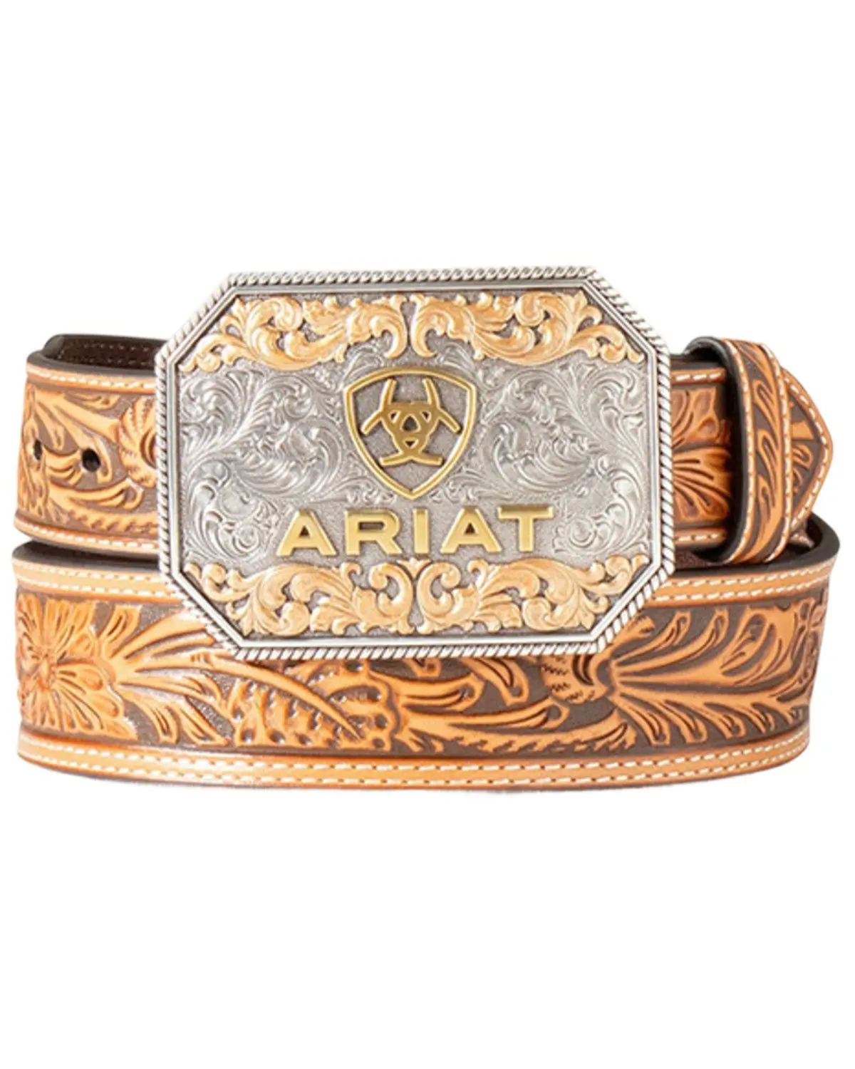 Ariat Men's Men'S Floral Embossed Leather Buckle Belt - A1042208 Ariat Men's Men'S Floral Embossed Leather Buckle Belt - A1042208