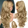 N NAYASA Women's 24 in Curly Wave Synthetic Soft Hairpieces Clip Hair Extensions Ponytail - Medium Blonde with Highlights, Decorative Piece for Ponytail Hairstyles, Volume-Booster for All Hair Types