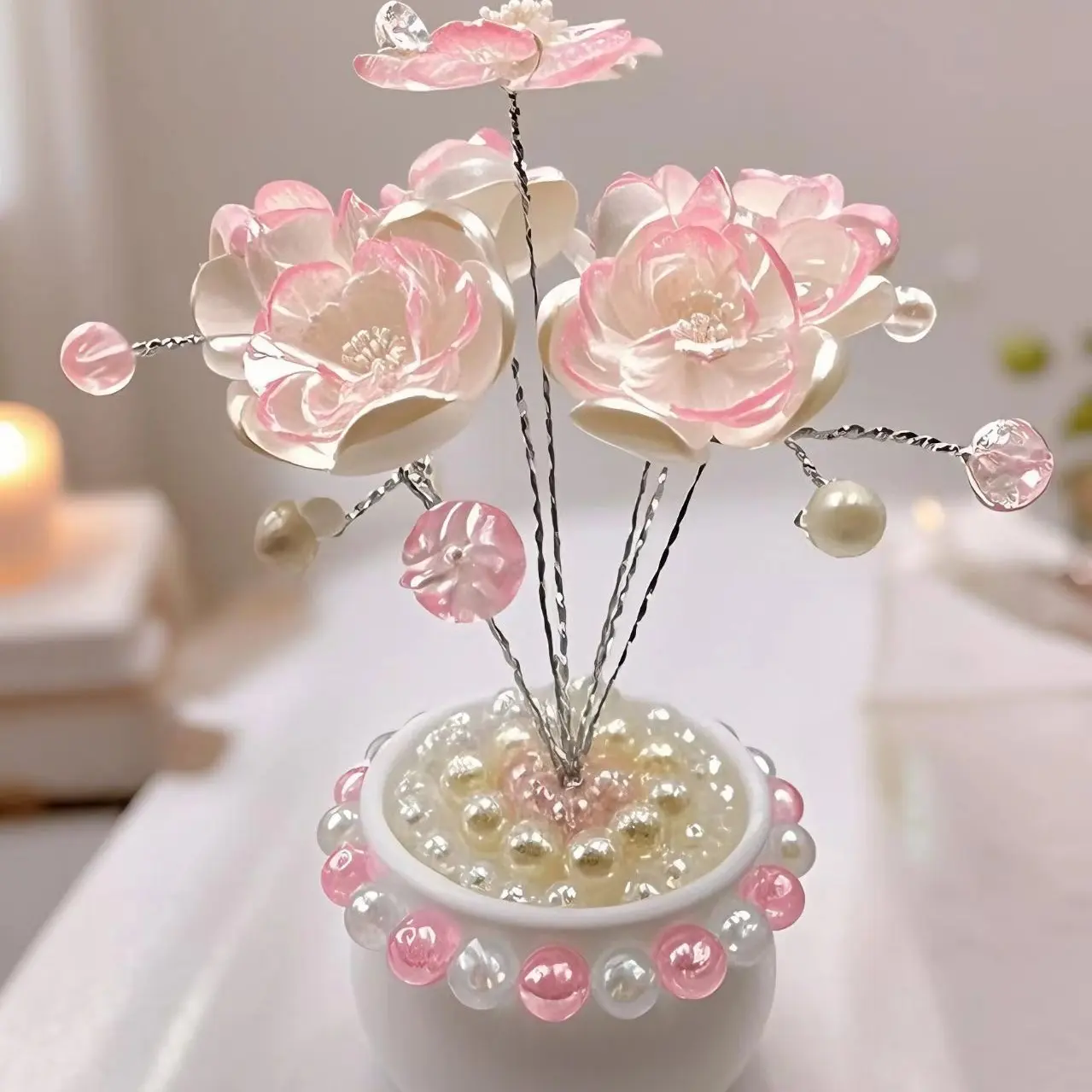 Handmade DIY car center console ornament simulation crystal rose suitable for car home decoration, Valentine's Day, Mother's Day, Christmas, birthday gift package