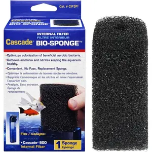 600 Replacement Bio-Sponge - 1 Pack Aquarium Filter Sponge for CIF3 Submersible Internal Media Filter - Easy-to-Clean - Freshwater & Saltwater Aquariums - Black, 2.5 x 3 x 5.5 Inches