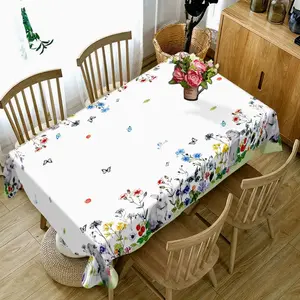 1 piece of 2D flat printed tablecloth, Easter, Easter bunny, washable, suitable for kitchen, dining table, restaurant decoration