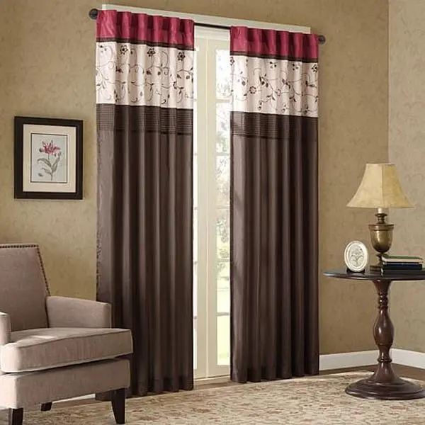 Madison Park Serene Embroidered Window Panel Curtain - Red - 50" x 84"