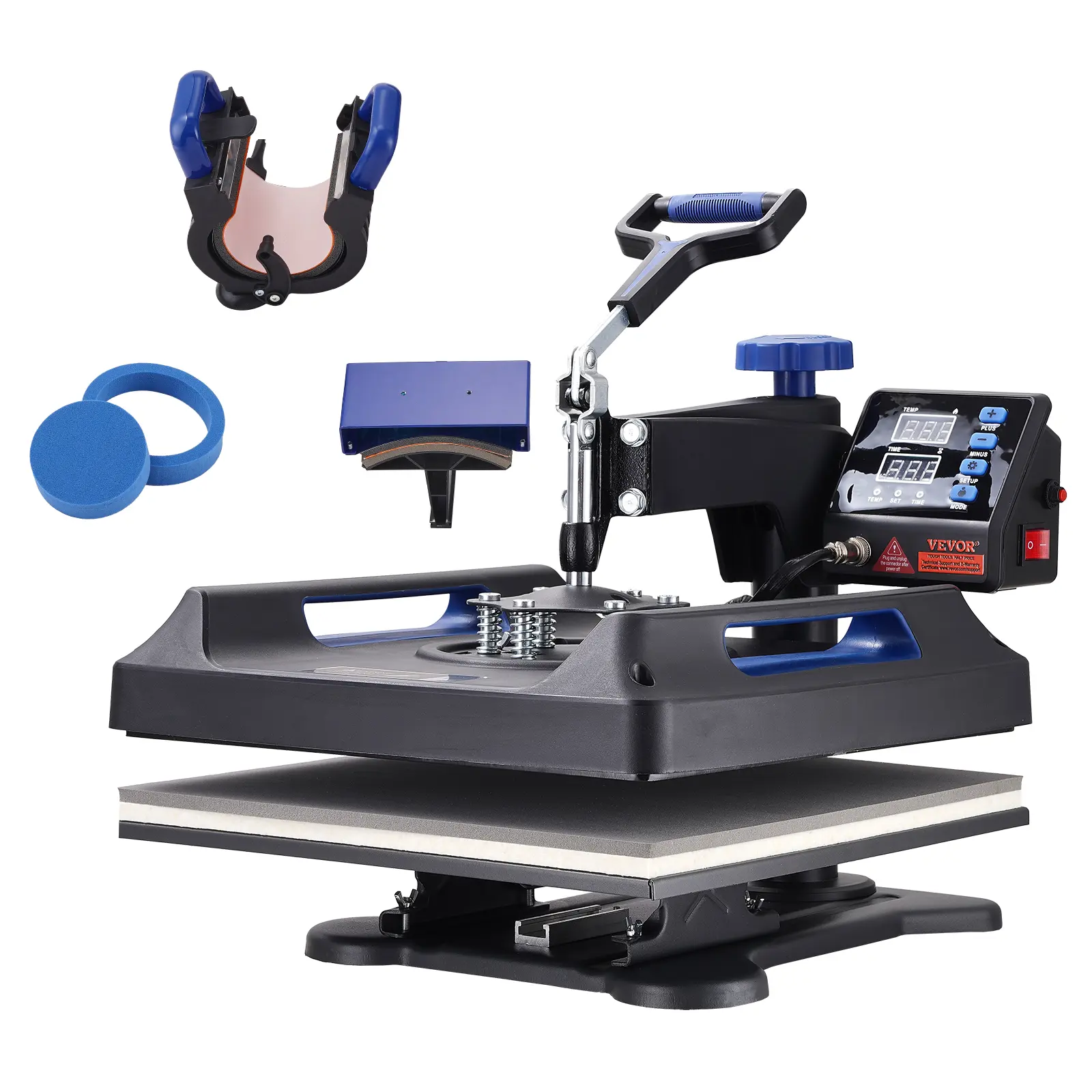 VEVOR 15x15in 360° Swing Away 5-in-1 Heat Press Machine, Digital Display Household Iron, Double Tube Quick Heating, Safety Features, Ideal for T-Shirts, Letter Application, 360° Swing Away Design
