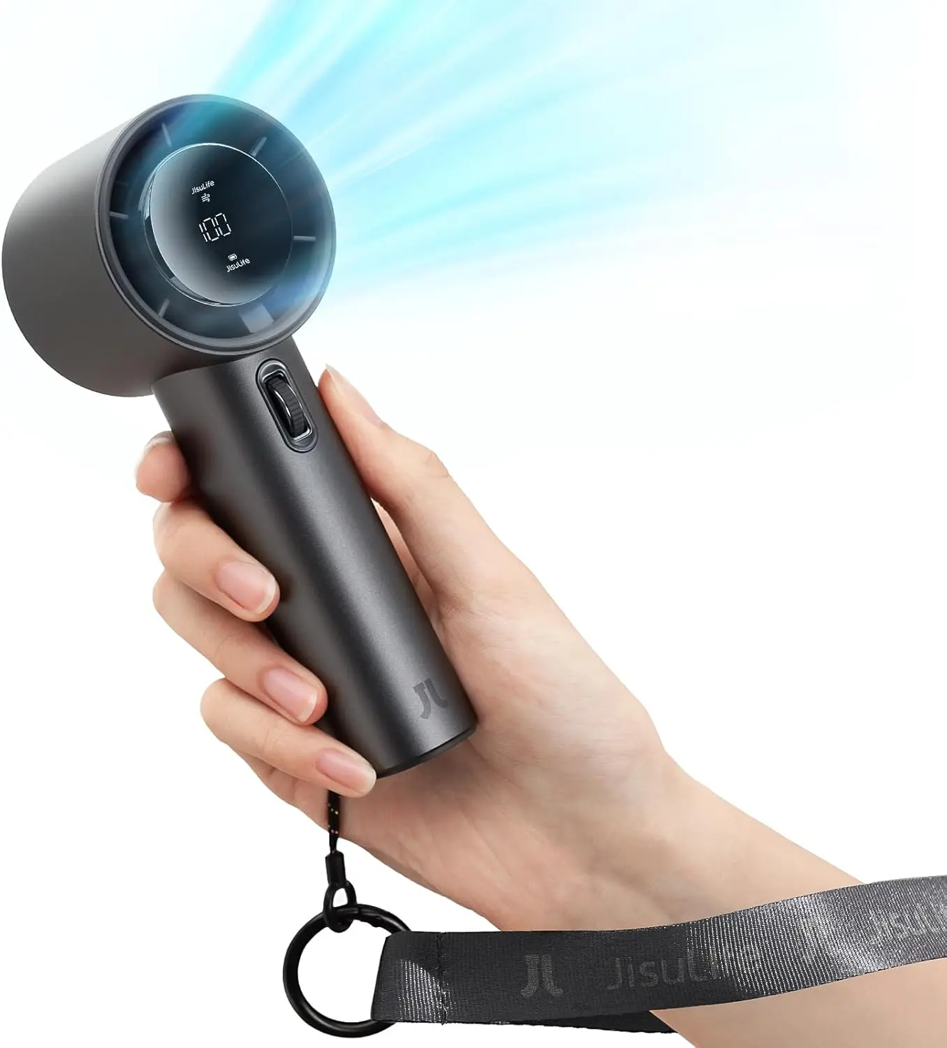 JISULIFE Portable Handheld Fan,Speed(1-100) Adjustable Turbo Mini Fan,5000Mah Battery Rechargeable Personal Fan with Metal Body,Digital Display,Gifts for Women Men Travel/Camping/Outdoor-Grey Shenzhen Jisu Technology Co.  Ltd.