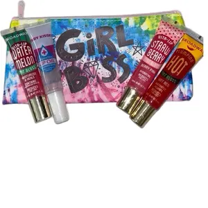 Broadway Gloss Bundle Strawberry Clear Plumper Watermelon Glossy - Hydrating Lip Glosses & Clear Lip Oil in Stylish Makeup Bag