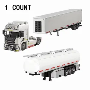 European Truck Head Design Building Blocks, 1 Box Creative Connection Container Trailer Model Building Blocks, Puzzle Toy, Festival Gift, Building Block Sets