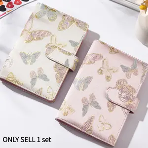 A6 Loose Leaf Notebook Embroidery Butterfly Cover Planner Cash Budget Account Book Portable Journal Notepad for Home Office Daily Record