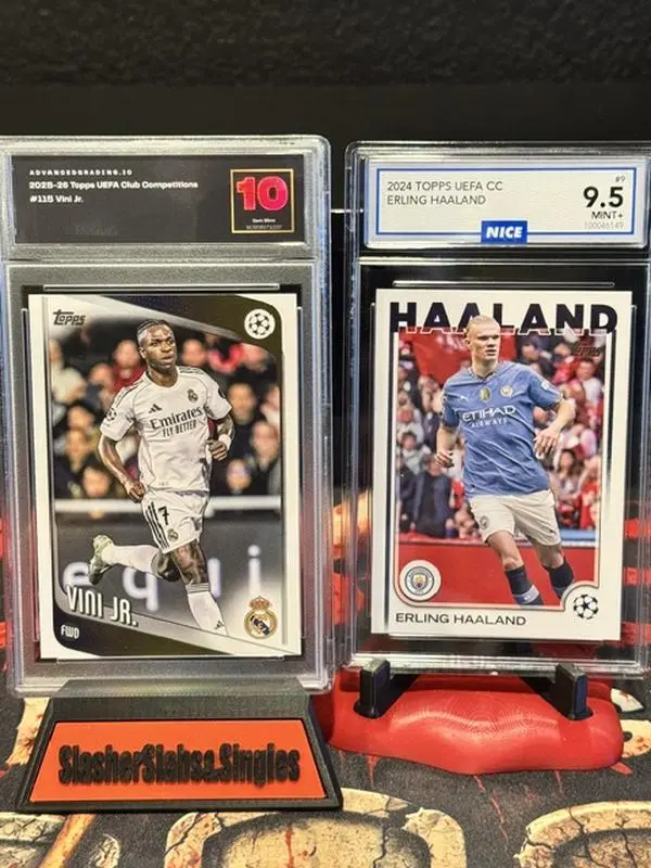 Two World Cup Soccer Stars Graded Bundle. Vini Jr and Erling Haaland both TOPPS