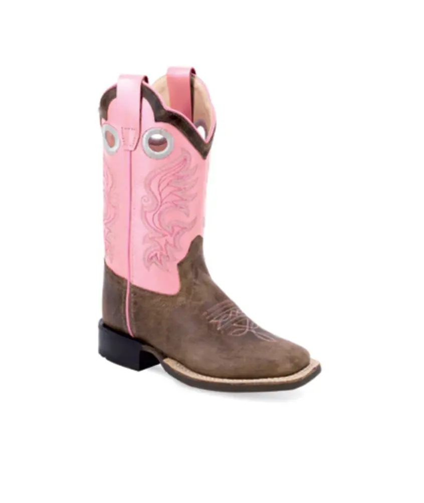 Old West Kids Pink & Brown Cowboy Boots