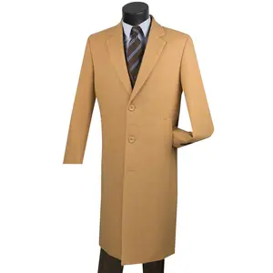 Men's Full Length Wool & Cashmere Overcoat in Camel