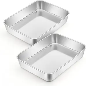 6-Piece Stainless Steel Baking Sheets, 10.2x7.8x2in Nonstick Oven Trays with Mirror Finish, Dishwasher-Safe Cookie Pans for Home Baking