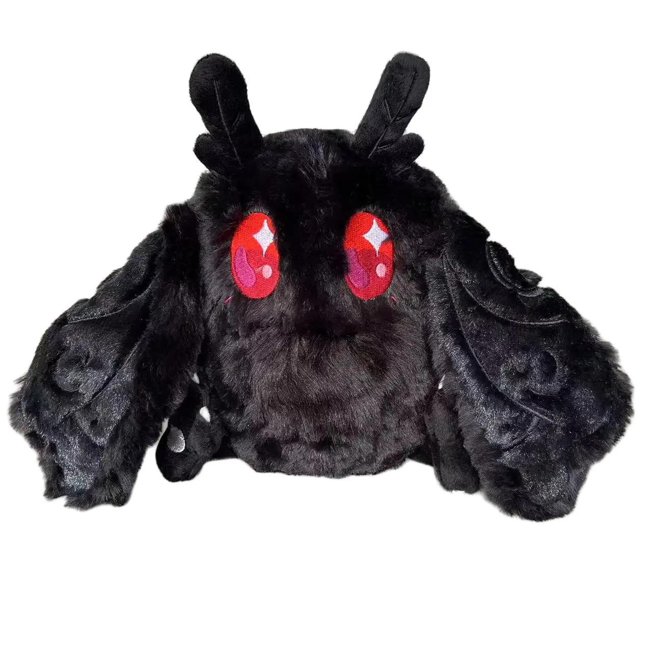 Mini Baby Mothman Stuffed Plush Doll, Spooky Gothic Moth Creature Plush Toy, Soft Fluffy Black Plush Figure, Halloween Home Decor & Gift for Monster Collectors