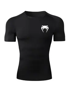 Men's Snake Head Print Round Neck Tee, Casual Short Sleeve T-shirt for Daily Wear, Men's Summer Fitness Top for Daily Wear