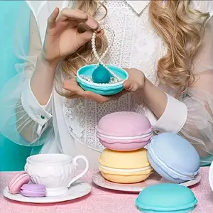 Set of 7 Adorable Macaron Jewelry Storage Box - Pink Organizer for Accessories - No Additional Features or Attributes Specified
