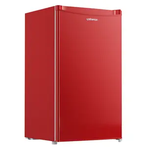 Upstreman mini fridges 3.2 Cu.Ft with Freezer Compact Single-Door Fridge for Dorm Office Bedroom BR321 Adjustable Temperature Thermostat Energy Efficient Quiet Operation Red Fridge brands Small pantry drink fridge skincare fridge Appliance