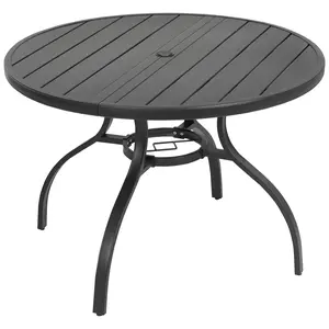 41'' Round Metal Outdoor Patio Dining Table with Umbrella Hole 41'' Round Metal Outdoor Patio Dining Table with Umbrella Hole