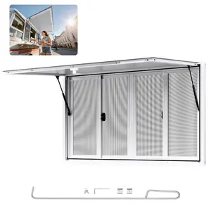 summervibes VEVOR Concession Window 60x36 in, Aluminum Alloy Service Window for Food Truck, Up to 85 Degrees Stand Serving Window with 4 Sliding Windows, Awning Door, and Drag Hook, for Concession Trailers