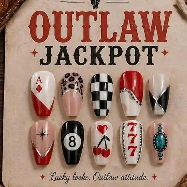 Cowgirl Press On Nails 3D Western Glam Y2K Lucky Leopard