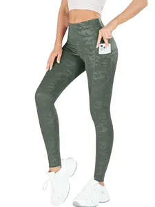 Women's High Waist Yoga Pants with Pockets Camo Pattern, Outdoor Fitness Sportswear, Activewear Bottoms, Butt Lifting Elastic Long Leggings, Comfortable Tight Fit, Suitable for All Seasons Casual Wear