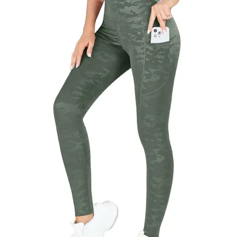 Women's High Waist Yoga Pants with Pockets Camo Pattern, Fitness Workout Pants, Workout Sportswear, Female Gym Clothes, Activewear Bottoms, Butt Lifting Elastic Leggings, Tight Fit, Suitable for All Seasons Casual Wear