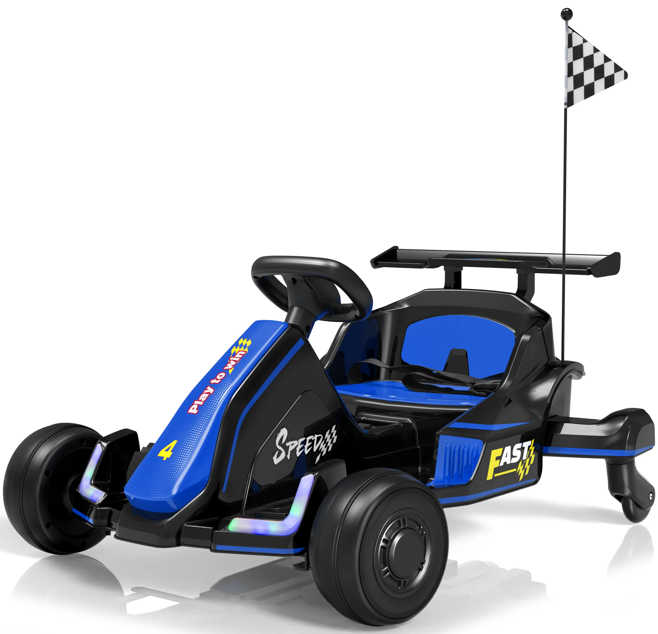 Segmart 12V Kids Electric Go Kart for Ages 4+, Drift Go Cart with Music & LED Lights, Drifting Car with Swivel Rear Wheels, Adjustable Seat Belt, Outdoor Ride on Toys for Boys and Girls