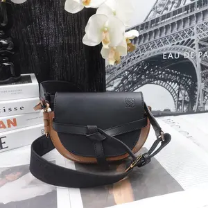 Pre-owned Loewe Calfskin Shoulder Bags Gate Mini Brown & Black Shoulder Bag T10336914