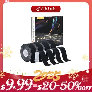 Dimora Kinesiology Tape 4 Rolls - Elastic Cotton Athletic Tape, 16.4 ft, 80 pre-cut tapes for muscle pain relief. Pair with KT tape, kinesiology tape, KT tape for knees, and skin tape for added support.