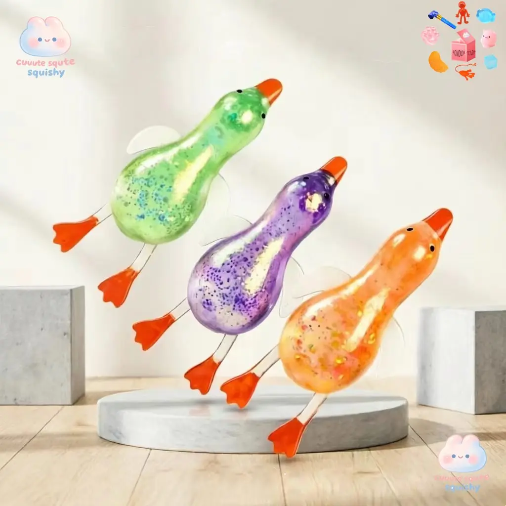 【1/3/6Pcs Glitter Squishy Duck】Slow Rising Stretchy Fidget Toy for Stress Relief Sensory Stimulation, Perfect Birthday Party Gift for Kids, Stress Relief Fidgeting