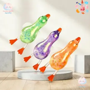 2026 New Glitter Squishy Suger Duck Slow Rising Toy Stress Relief Sensory Stimulation Perfect for Birthdays Party Gift Stretchy Glitter Duck Toy