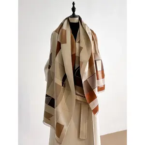 Colorful patchwork cat print shawl, soft fitted scarf for fall and winter, casual fashion accessory for women and girls, perfect gift