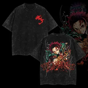 GeeksRule4U Tanjiro Kamado "Hinokami Kagura" Demon Slayer Anime T-Shirt 100% Premium Cotton Relaxed Fit S-5XL Oversized Washed 230gsm American Made