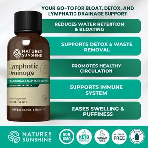 Nature's Sunshine Lymphatic Drainage Supplement: Reduce Bloat, Reduce Puffiness, Detoxify, Support Lymph Flow, Aids in Recovery . Healthcare Natural Bloating Circulation Herbal Extracts