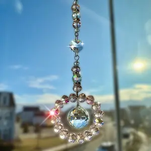 Crystal Halo Prism Suncatcher Handmade Window or Rearview Mirror Hanging Charm