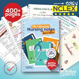 Nursing Notes Bundle 400+ Pages – Hard Copy Spiral Notebook, Handwritten Study Guide for Med Surg, Pharmacology, Nursing School