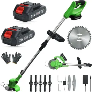Weed Wacker,Weed Eater,Grass Trimmer,2 Batteries,Lightweight and Foldable,Weed Erimmer,Green
