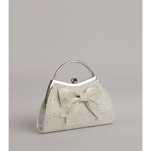 All Dressed Up Rhinestone Bow Handle Clutch