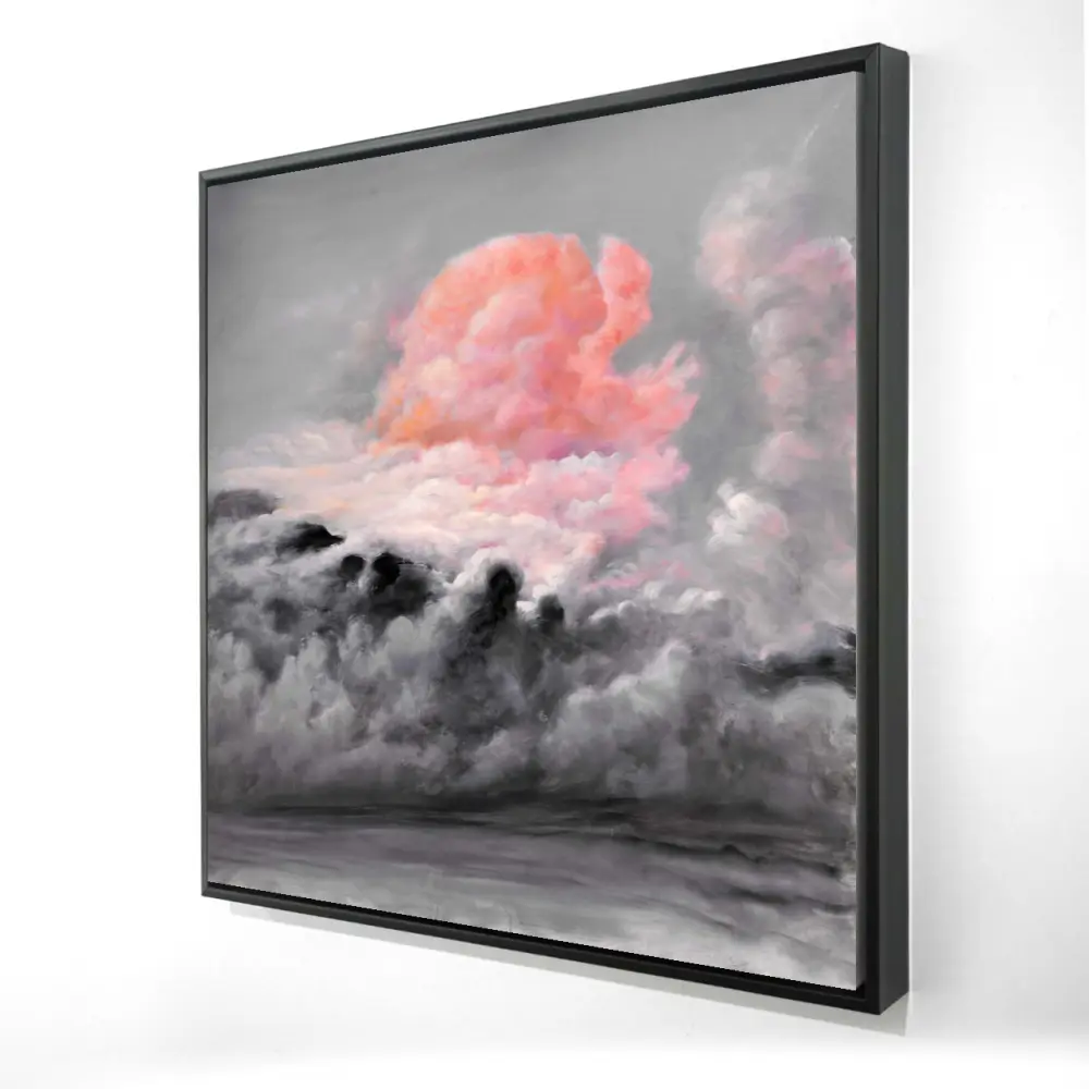 212 MAIN Framed Wall Artwork - 24x24 in. Blush Pink Clouds Nature Landscape Print, Ready-to-Hang Gray Bedroom Home Wall Decoration