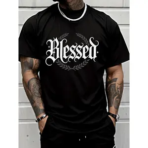 Men’s Letter Print T-Shirt, Short Sleeve Crew Neck Graphic Tee, Retro Typography Casual Top for Daily Wear, Street Fashion Style Shirt for Travel, Outdoor, Weekend and Everyday Use