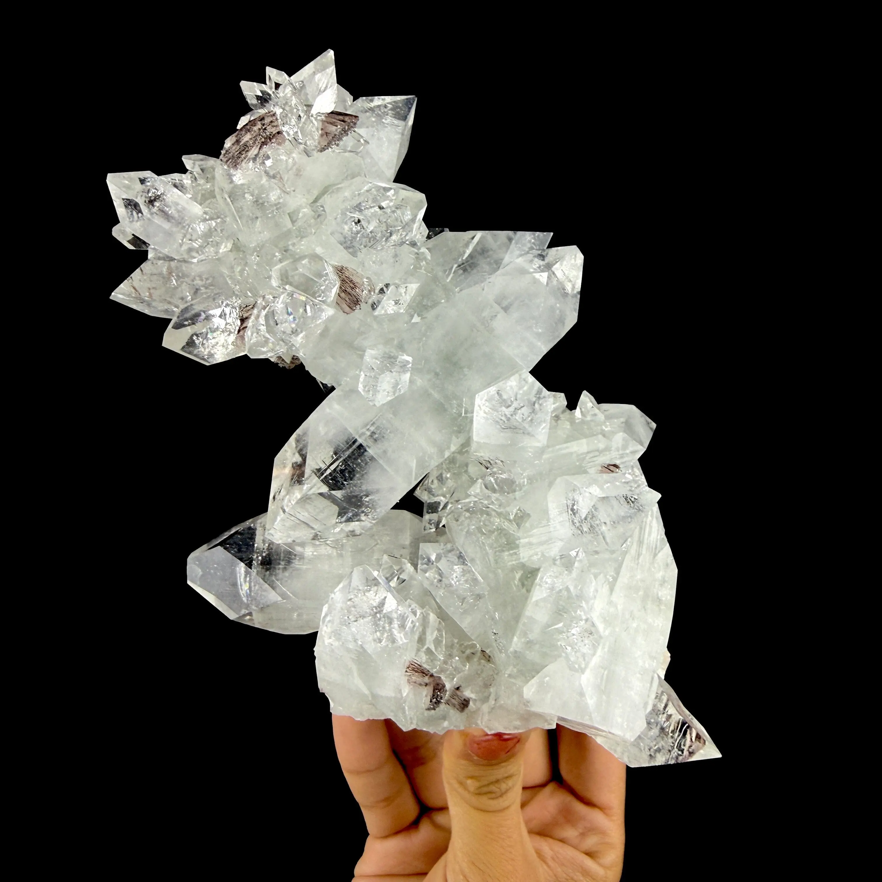 Icy Clear Apophyllite Crystals with Heulandite – Indian Zeolite Specimen from Jalgaon # DKT103