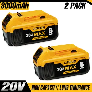 Fathersdaygift 2Pack 8.0Ah Lithium Replacement for Dewalt 20V Battery Max XR Cordless Tools DCB180 DCB205 DCB206 DCB206-2 DCB200 DCB204 DCB204BT-2 DCB203 DCB201 DCB207