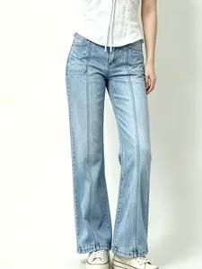 Lady's 90s Relaxed Denim Jeans, Versatile for Streetwear Pairing with Hoodies and Tees Casual Casual