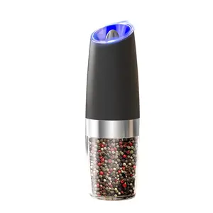 Gravity Salt and Pepper Grinder Set Kitchenware Kitchen Gadgets Seasoning Automatic Shakers Mill Grinder with LED Light, BATTERY POWERED Adjustable Coarseness One Hand Operation