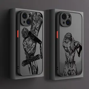 Anime Black Vinland Saga Phone Case for iPhone 16 15 14 Plus 13 12 Mini 11 Pro Max X Xs XR 7 8 Matte Transparent Hard Cover
