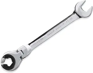 1 count 11/16 Open Flex- Ratcheting Wrench, SAE Ratcheting Spanner with 72 , Chrome Vanadium Steel Tubing Ratchet Spanner