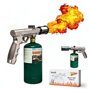 700,000 Btu Propane Torch, Adjustable Flame, With Safety Lock, Suitable For Barbecues, Charcoal, Campfires, And Outdoor Use. High-Temperature Tool For Grilling, Roasting, And Starting Fires (Propane Canister Not Included)