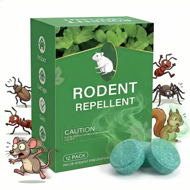 Mouse Rodent Repellent Balls, 12 PCS Peppermint Oil Mouse Traps for Rat Mice, Ant, Roach, Squirrel - Nature Mouse Repellent for Indoor Outdoor Use, for Garden & Home, Family & Pet Safe