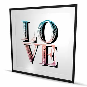 Begin Home Decor C1FM48486CKPZ9 48 x 48 in. Colorful Love - Blue Framed Matted Print Wall Art for Bedroom Decor