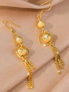 Exquisite lucky bead tassel earrings with tassel design, 24K copper plated women's jewelry, Fashionable earrings, gifts for friends, perfect for Valentine's Day and weddings