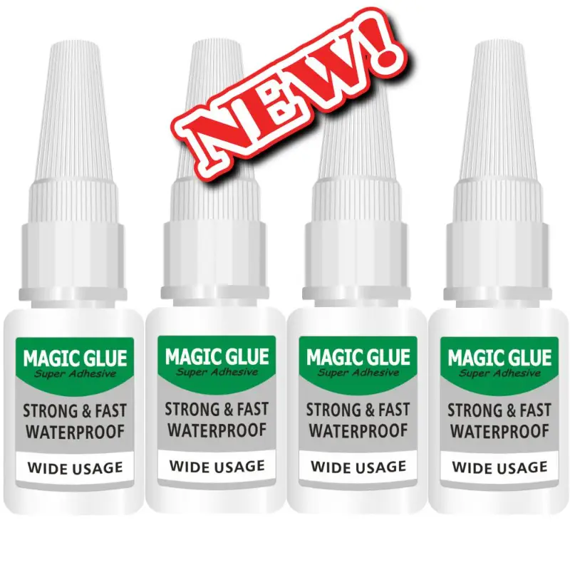 4pcs Magic Glue Super Adhesive Gel Control, Clear, Crazy, Metal, Nail, Cyanoacrylate Adhesive Instant Glue, Quick Dry Plastic, Wood, Leather, Glass Gl