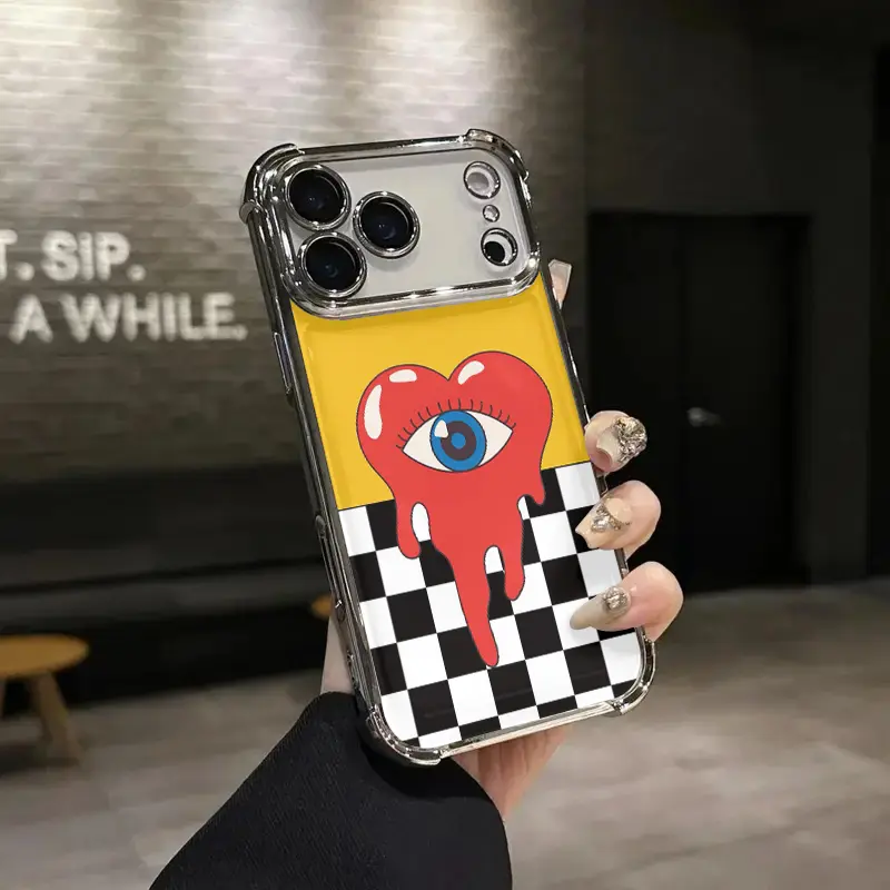 Protective Silicone TPU Softshell iPhone Case with Heart-Eye Design - Anti-Drop, Dustproof, High-Temp Baked, Airbag Shockproof Accessory for 17 AIR/17 PRO/16 PRO/15 PRO MAX/14 PLUS/13 PRO/12/11, Multi-Model Fit Casing Cover